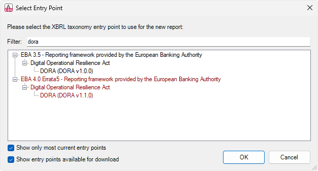 Select an entry point to create a DORA report