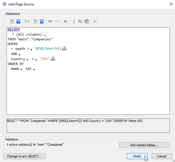 MobileTogether database wizard
