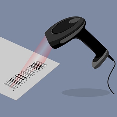 Handheld scanner scanning a barcode