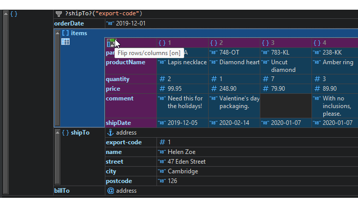 Flip rows/columns