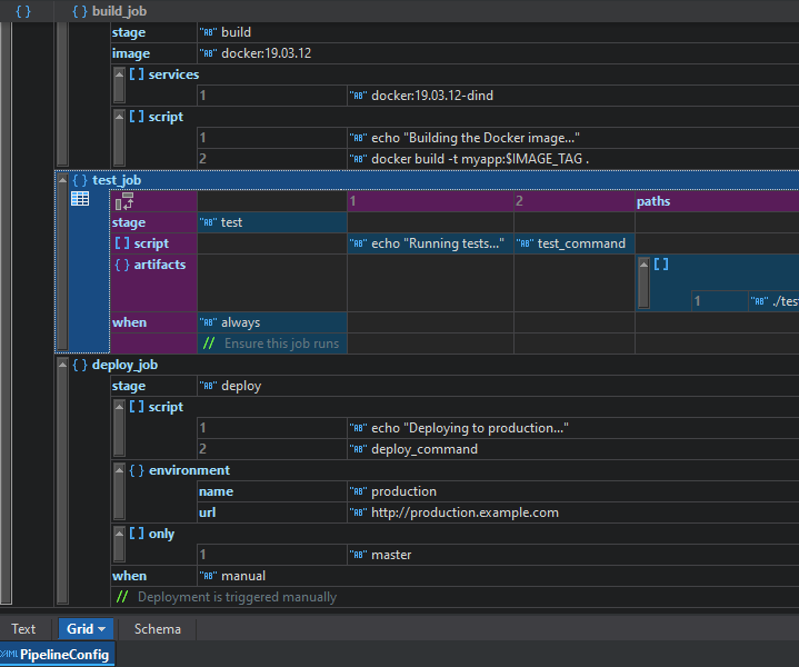 YAML grid view in XMLSpy 