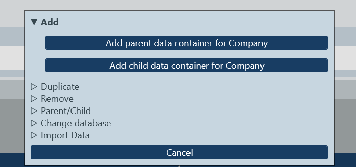 Adding data containers to the online database