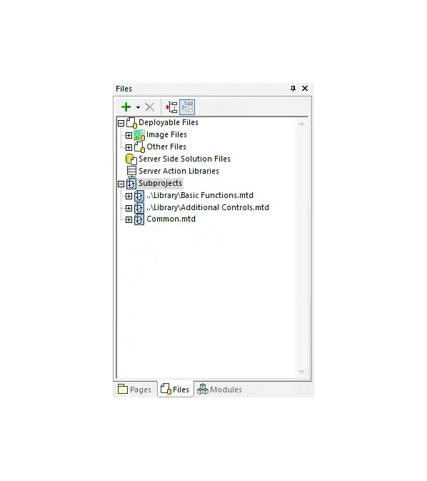 Subproyecto de aplicación en MobileTogether