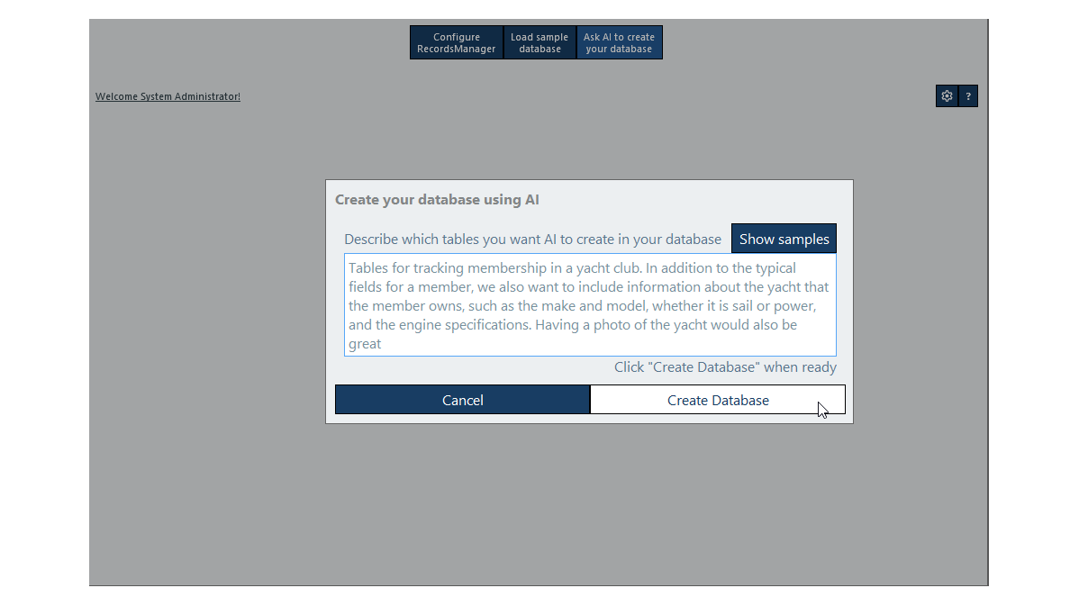Building an online database using AI in Altova RecordsManager