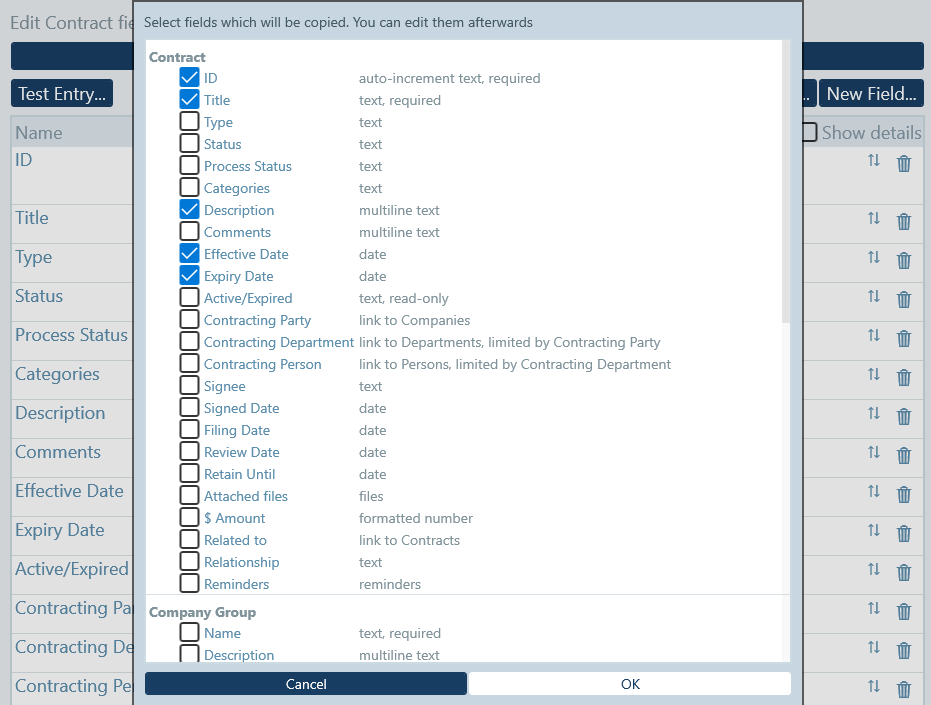 Copy existing fields as a starting point