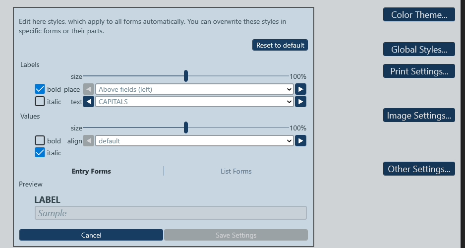 Edit font styles and appearance in RecordsManager