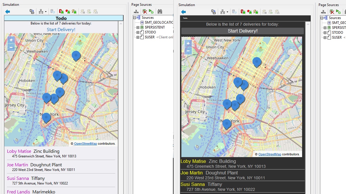 Simulating the same app on iOS and Android in MobileTogether