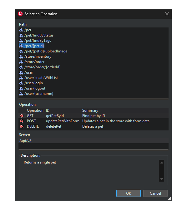 OpenAPI available operations