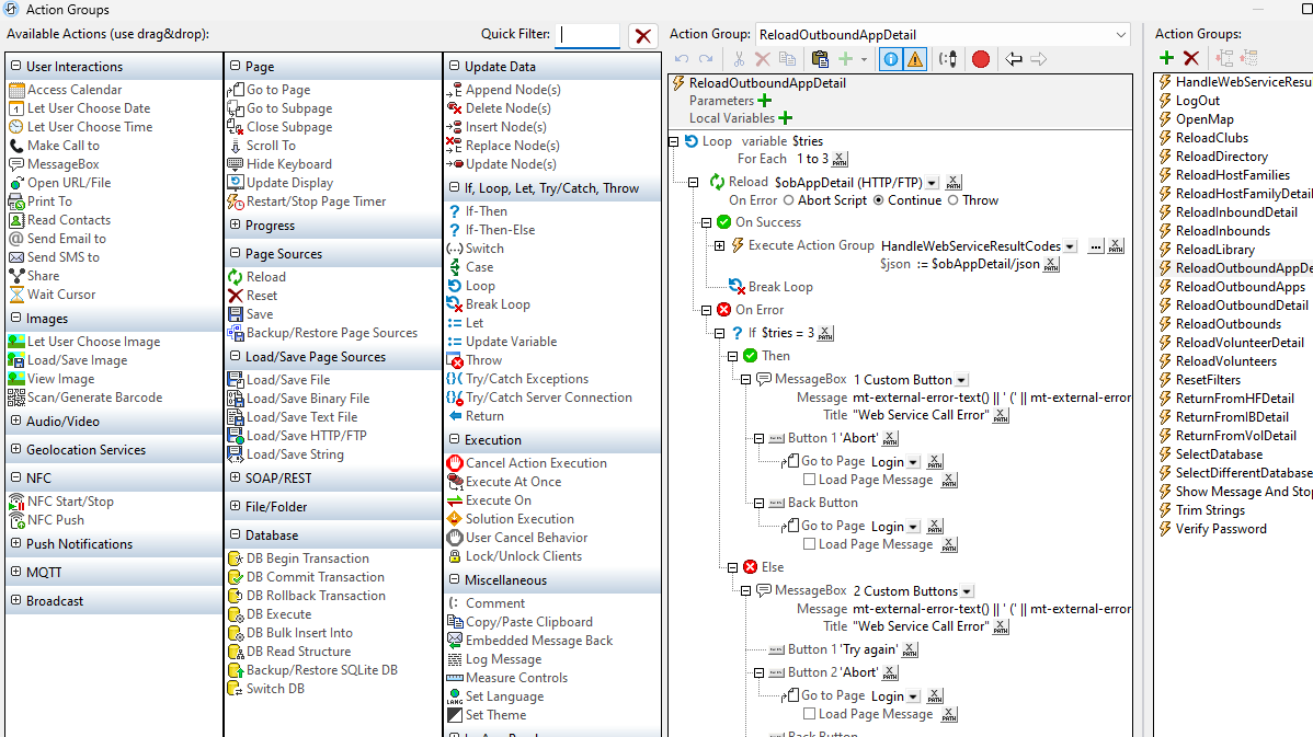 Lenguaje de programación visual ActionTrees en MobileTogether