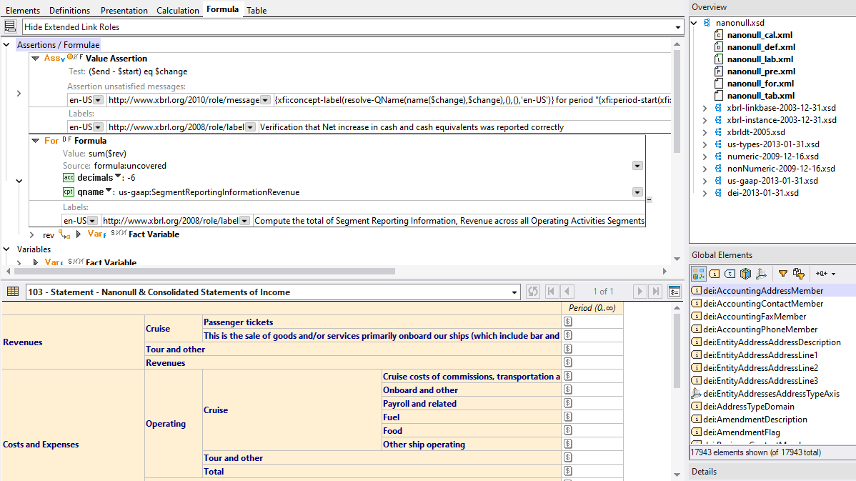 XBRL Formula Editor in XMLSpy