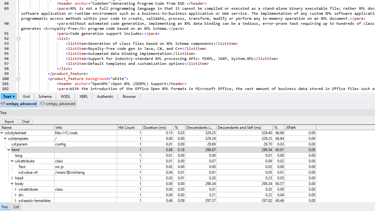 XSLT Profiler in XMLSpy