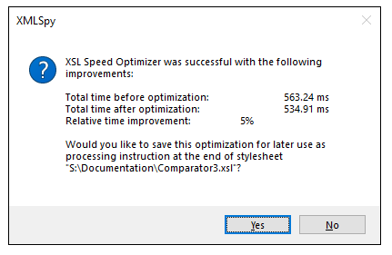 XSL Speed Optimizer in XMLSpy