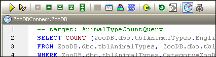 The Execution Target Bar shows data source and root object