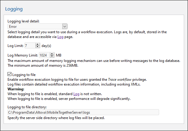 MTSSetLogging