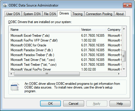 WinODBCDrivers