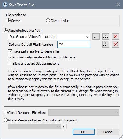 MTDSaveTextToFileServer